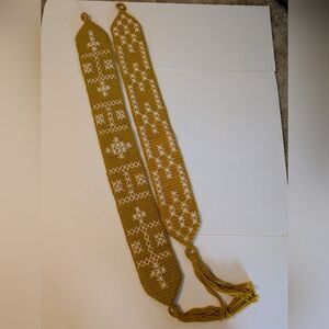 •VINTAGE 1970’s CROCHET• Yellow/Gold Crochet Sash Decor.